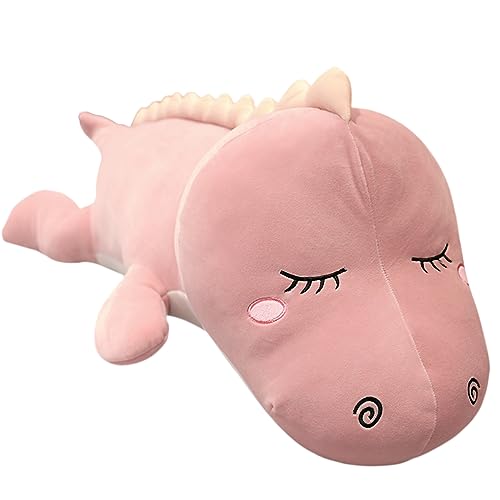 Gefülltes Dinosaurier-Umarmungskissen Langes Dinosaurier-Plüschtier-Schlafkissen Weiche große Dinosaurier-Lendenrückenkissen Stofftier-Spielzeug-Geschenke für Kinder (Pink, 80cm/31.49inch) von Kekeso