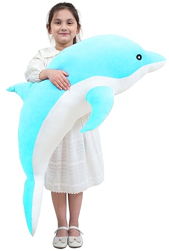 Kekeso Delfin Plüschtiere Schöne Gefüllte Weiche Tier Umarmungskissen Delphin Puppen für Kinder(120cm/47.24inch, Blau) von Kekeso