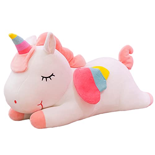 Kekeso Gefülltes Einhorn Tier Plüschtiere Weiche Kuschelkissen Puppe Cartoon Einhorn Plüsch Geschenke für Jungen Mädchen (White, 60cm/23.62inch) von Kekeso