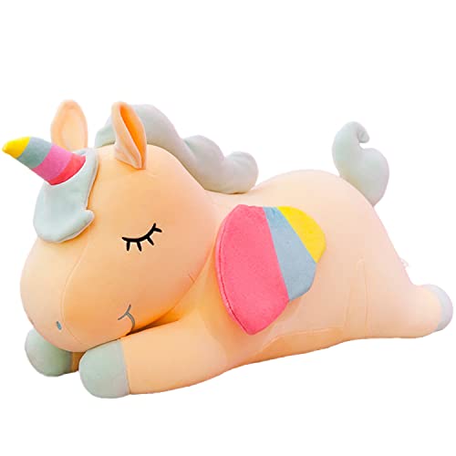 Kekeso Gefülltes Einhorn Tier Plüschtiere Weiche Kuschelkissen Puppe Cartoon Einhorn Plüsch Geschenke für Jungen Mädchen (Yellow, 35cm/13.77inch) von Kekeso