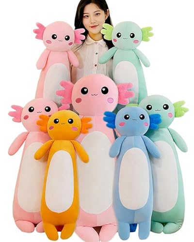 Kekeso Langes Axolotl Plüschtier,Kawaii Axolotl Kuscheltier Stofftier Rosa Axolotl Plüsch-Kissen,Salamander Plüschtier Geschenk für Weihnachten (Orange, 100cm/39.371inch) von Kekeso