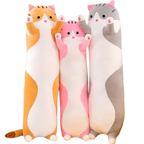 Langer Katzenplüsch weiches Katzen Plüsch Kissen Großes süßes Kätzchen Plüsch Katze Körper Kissen Plüschtier Katze Plüsch Puppe Geburtstag Weihnachten Children's Day Geschenk oder Kinder(Rosa,110cm) von Kekeso