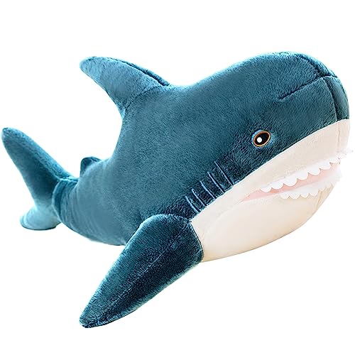 Riesenhai Plüsch Kissen Stofftier Gefüllte Blauhai Tier Kissen Bequemes Schlafkissen Rückenkissen Puppe Geschenk für Kinder (Blue, 100cm/39.37inch) von Kekeso