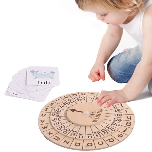 Sight Word Flash Cards, pädagogisches Alphabet-Spielzeug | Drehteller-Design, Dreh-Alphabet-Lernspielzeug - Lustiges und interaktives Lernspielzeug mit Lernkarten für Kinder im Vorschulalter von Kelburn