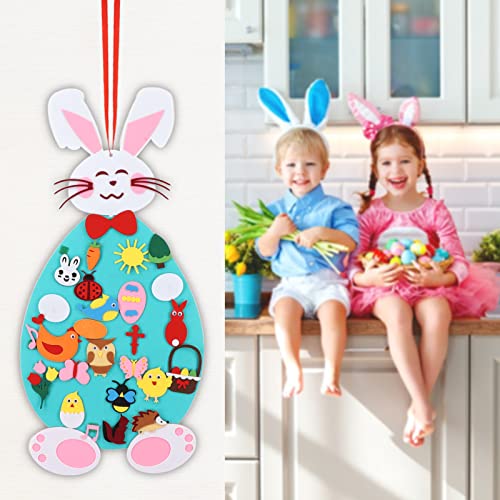 DIY Filz Ostern Kaninchen Abnehmbare Wand Hängen Kaninchen Dekoration Kinder Kaninchen Ostern Wanddekoration für Häuser und Ostern von Kelepu