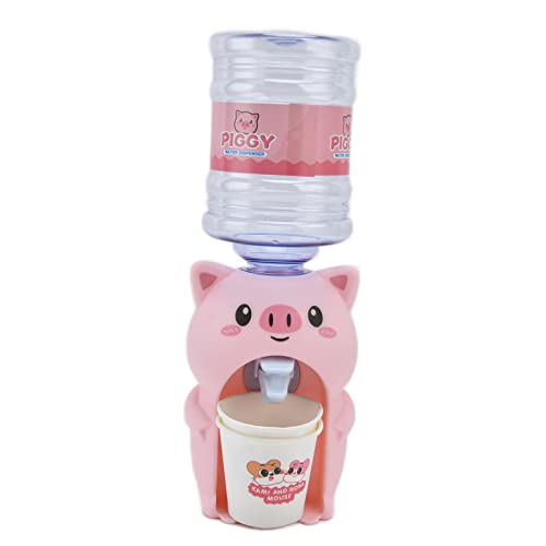 Mini-Wasserspender in niedlicher Form, Getränkespender, Spielzeug für Kinder, Puppenhaus-Zubehör für Rollenspiele (Large Cute pink Pig) von Kelepu