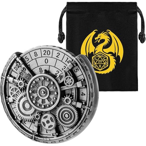 7-in-1 Zahnrad Metallische D&D Würfel, DND Radwürfel Spinner, DND Würfelset, Roulette Würfel Spinner für Würfelset, D&D Geschenke mit Drachen Logo Geschenktüte, Rollenspiel Brettspiel Zubehör, Silber 7-in-1 Zahnrad Metallische D&D Würfel, DND Radwürfel Spinner, DND Würfelset, Roulette Würfel Spinner für Würfelset, D&D Geschenke mit Drachen Logo Geschenktüte, Rollenspiel Brettspiel Zubehör, Silber von Keller & Weber