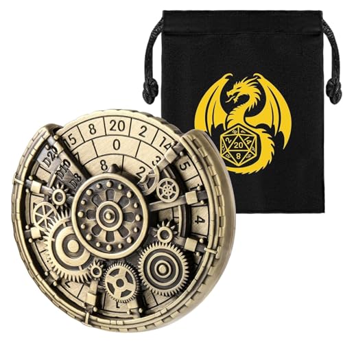7-in-1 Zahnrad Metallische D&D Würfel, DND Radwürfel Spinner, DND Würfelset, Roulette Würfel Spinner für Würfelset, D&D Geschenke mit Drachen Logo Geschenktüte, Rollenspiel Brettspiel Zubehör, Bronze 7-in-1 Zahnrad Metallische D&D Würfel, DND Radwürfel Spinner, DND Würfelset, Roulette Würfel Spinner für Würfelset, D&D Geschenke mit Drachen Logo Geschenktüte, Rollenspiel Brettspiel Zubehör, Bronze von Keller & Weber