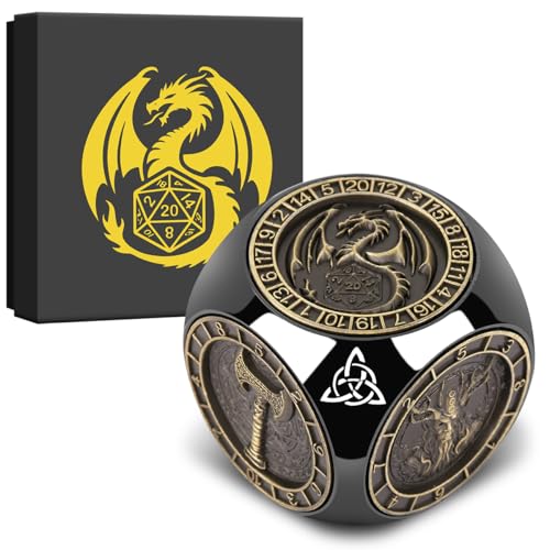 DND Fingertip Spinner Würfel, 7-in-1 Metall Würfel Set mit 3D Relief, D&D Polyedrische Rotierende Spielwürfel, DND Geschenke mit Drachen Logo Geschenkbox, RPG, Rollenspiel Brettspielzubehör, Schwarz DND Fingertip Spinner Würfel, 7-in-1 Metall Würfel Set mit 3D Relief, D&D Polyedrische Rotierende Spielwürfel, DND Geschenke mit Drachen Logo Geschenkbox, RPG, Rollenspiel Brettspielzubehör, Schwarz von Keller & Weber