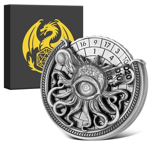 DND Radwürfel Spinner, 7-in-1 Einäugiger Oktopus Metallische D&D Würfel, Einäugiger Oktopus Roulette Würfel Spinner für DND Würfelset, D&D Geschenke mit Box, Rollenspiel Brettspiel Zubehör, Silber von Keller & Weber