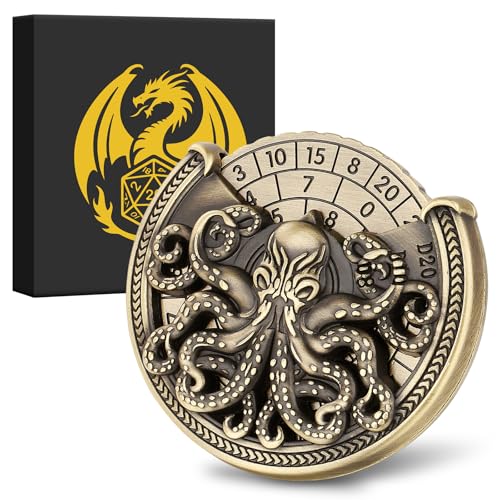 DND Radwürfel Spinner, DND Würfelset, 7-in-1 Oktopus Metallische D&D Würfel, Oktopus Roulette Würfel Spinner für DND Würfelset, D&D Geschenke mit Geschenkbox, Rollenspiel Brettspiel Zubehör, Bronze von Keller & Weber