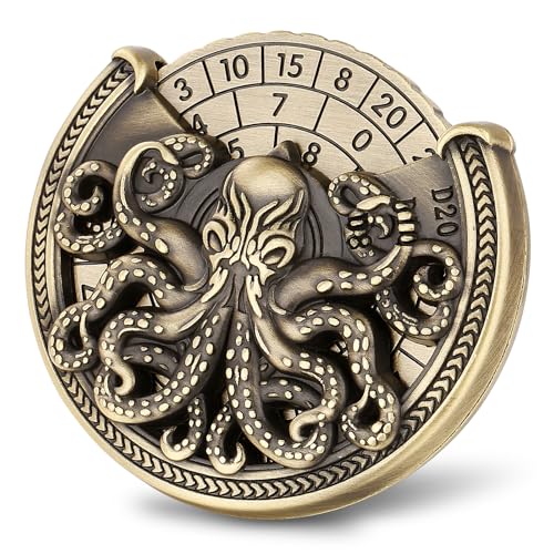 DND Radwürfel Spinner, DND Würfelset, 7-in-1 Oktopus Metallische D&D Würfel, Oktopus Roulette Würfel Spinner für DND Würfelset, D&D Geschenke mit Geschenkbox, Rollenspiel Brettspiel Zubehör, Bronze von Keller & Weber