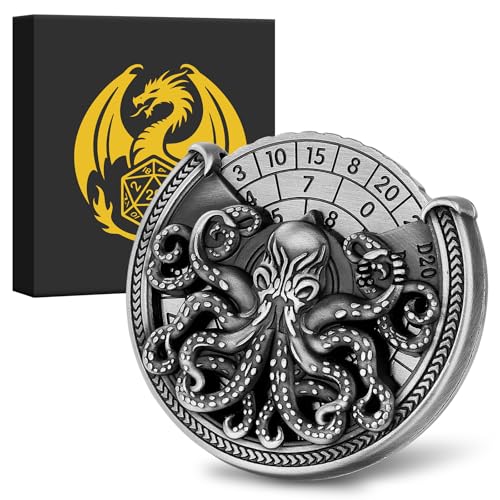 DND Radwürfel Spinner, DND Würfelset, 7-in-1 Oktopus Metallische D&D Würfel, Oktopus Roulette Würfel Spinner für DND Würfelset, D&D Geschenke mit Geschenkbox, Rollenspiel Brettspiel Zubehör, Silber von Keller & Weber