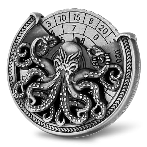 DND Radwürfel Spinner, DND Würfelset, 7-in-1 Oktopus Metallische D&D Würfel, Oktopus Roulette Würfel Spinner für DND Würfelset, D&D Geschenke mit Geschenkbox, Rollenspiel Brettspiel Zubehör, Silber von Keller & Weber