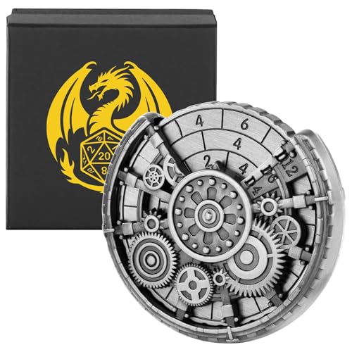 DND Radwürfel Spinner, DND Würfelset, 7-in-1 Zahnrad Metallische D&D Würfel, Zahnrad Roulette Würfel Spinner für DND Würfelset, D&D Geschenke mit Geschenkbox, Rollenspiel Brettspiel Zubehör, Silber von Keller & Weber