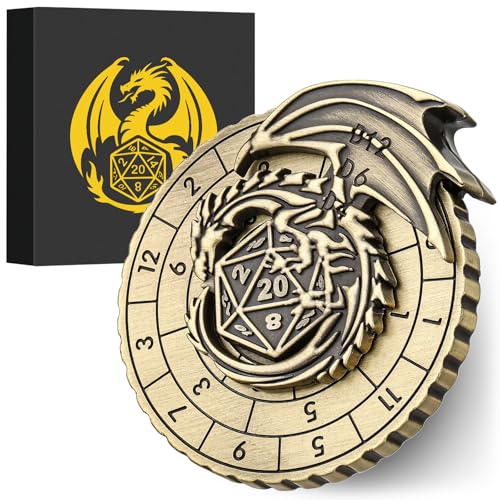 DND Radwürfel Spinner, Fingerspitzen Gyro, 7-in-1 Fliegender Drache Metall D&D Würfel, Roulette Würfel Spinner für DND Würfelset, D&D Geschenke mit Geschenkbox, Rollenspiel Brettspiel Zubehör, Bronze von Keller & Weber