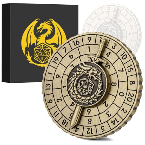 DND Radwürfel Spinner, Fingerspitzen Gyro, 7-in-1 Kampfschwert Metall D&D Würfel, Roulette Würfel Spinner für DND Würfelset, D&D Geschenke mit Geschenkbox, Rollenspiel Brettspiel Zubehör, Bronze von Keller & Weber