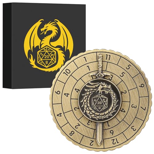 DND Radwürfel Spinner, Fingerspitzen Gyro, 7-in-1 Kampfschwert Metall D&D Würfel, Roulette Würfel Spinner für DND Würfelset, D&D Geschenke mit Geschenkbox, Rollenspiel Brettspiel Zubehör, Bronze von Keller & Weber