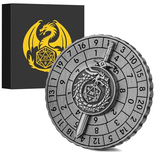 DND Radwürfel Spinner, Fingerspitzen Gyro, 7-in-1 Kampfschwert Metall D&D Würfel, Roulette Würfel Spinner für DND Würfelset, D&D Geschenke mit Geschenkbox, Rollenspiel Brettspiel Zubehör, Silber von Keller & Weber