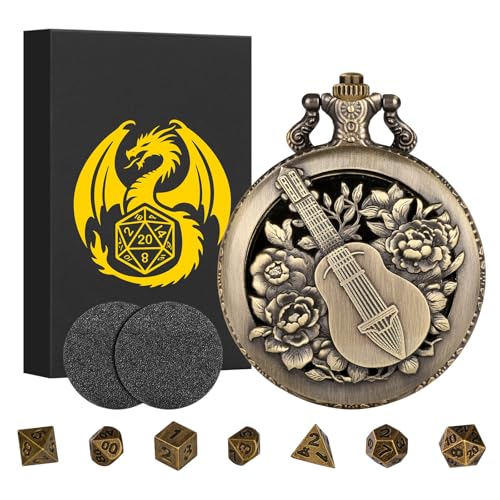 Mini DND Würfel Set, Steampunk Hohl, Bard-Taschenuhrgehäuse, 7-teilig, Winziges Polyedrisches Metall, D&D Würfel Set, DND Geschenke mit Geschenkbox, Rollenspiel Brettspiel Zubehör Würfel von Keller & Weber