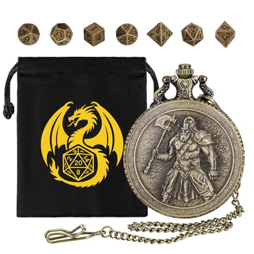 Mini-DND-Würfel-Set mit Steampunk-Axt, Barbaren-Taschenuhrgehäuse, 7-teiliges polyedrisches Metallwürfel-Set, D&D-Geschenke mit Geschenktüte, DND-Starterset, Rollenspiel-Zubehör, Bronze Mini-DND-Würfel-Set mit Steampunk-Axt, Barbaren-Taschenuhrgehäuse, 7-teiliges polyedrisches Metallwürfel-Set, D&D-Geschenke mit Geschenktüte, DND-Starterset, Rollenspiel-Zubehör, Bronze von Keller & Weber