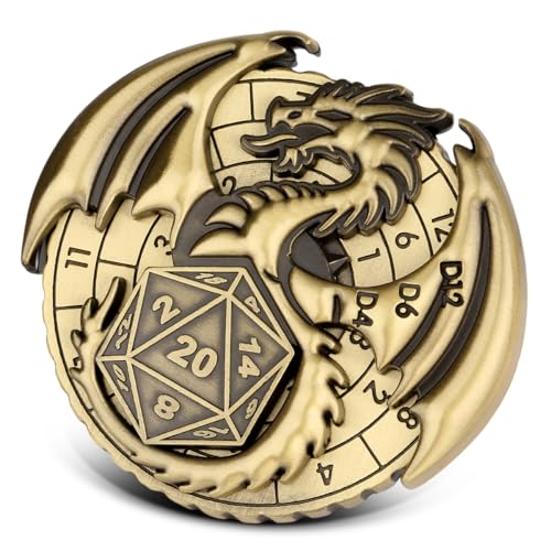 DND Radwürfel Spinner, Fliegender Drache Fingerspitzen Gyro, 7-in-1 Metallische D&D Würfel, Roulette Würfel Spinner für DND, D&D Geschenke mit Geschenkbox, Rollenspiel Brettspiel Zubehör, Bronze DND Radwürfel Spinner, Fliegender Drache Fingerspitzen Gyro, 7-in-1 Metallische D&D Würfel, Roulette Würfel Spinner für DND, D&D Geschenke mit Geschenkbox, Rollenspiel Brettspiel Zubehör, Bronze von Keller & Weber