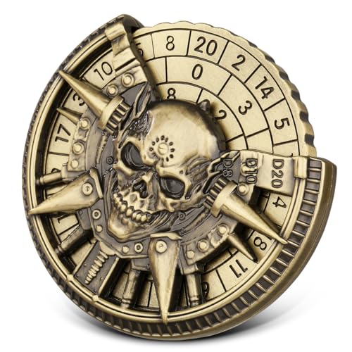Totenkopf Fingerspitzen Gyro, DND Radwürfel Spinner, 7-in-1 Metall D&D Würfel, Roulette Würfel Spinner für DND, D&D Geschenke mit Drachen Logo Geschenktüte, MTG, Rollenspiel Brettspiel Zubehör, Bronze Totenkopf Fingerspitzen Gyro, DND Radwürfel Spinner, 7-in-1 Metall D&D Würfel, Roulette Würfel Spinner für DND, D&D Geschenke mit Drachen Logo Geschenktüte, MTG, Rollenspiel Brettspiel Zubehör, Bronze von Keller & Weber