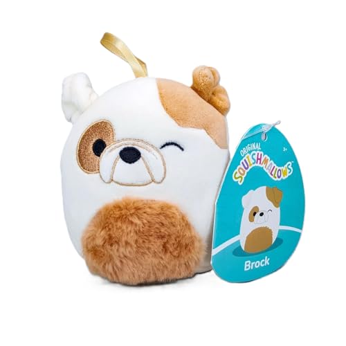 Squishmallows 10,2 cm Ornament Offiziell lizenziertes Kellytoy Plüsch – Sammlerstück, weiches und quetschbares Stofftierspielzeug, 10,2 cm (Brock The Bulldog 10,2 cm) von Kelly Toy