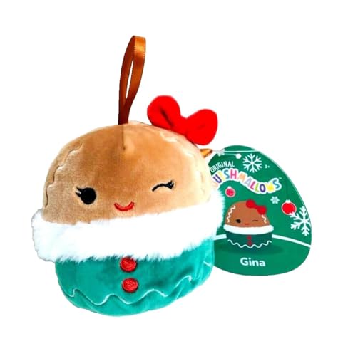 Squishmallows 10,2 cm Ornament Offiziell lizenziertes Kellytoy Plüsch – Sammlerstück, weiches und quetschbares Stofftierspielzeug, 10,2 cm (Gina der Lebkuchen, 10,2 cm) von Kelly Toy