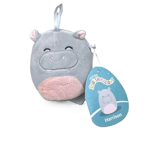 Squishmallows 10,2 cm Ornament Offiziell lizenziertes Kellytoy Plüsch – Sammlerstück, weiches und quetschbares Stofftierspielzeug, 10,2 cm (Harrison das Nilpferd, 10,2 cm) von Kelly Toy