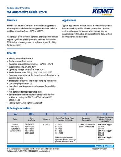 Kemet VA1210K401R014 SMD-Varistor 2500 St. Tape on Full reel von Kemet