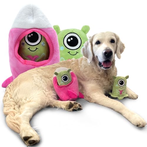 Kenuak® Hundezubehör Alien Rakete, Hundespielzeug Große Kleine Hunde, Welpenspielzeug, Hunde Kuscheltier, Interaktives Hundespielzeug Unzerstörbar, Quietschspielzeug Hunde von Kenuak