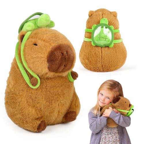 Keruhsci Capybara Kuscheltier Capybara Plüschtier, 23cm Simulation Capybara Kuscheltier mit Schildkröten Stofftier, Niedlichen Capybara Plushie gefüllte Spielzeug, Großes Geburtstags Geschenk von Keruhsci