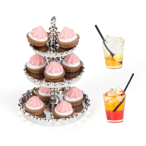 Puppenhaus Zubehör,3 Etagen Miniatur Kuchenständer Wichtel Zubehör Miniatur Zubehör Wichtel Wohnzimmer Ausstattung für Mini Puppenhäuser,Silber Puppenhaus Zubehör,3 Etagen Miniatur Kuchenständer Wichtel Zubehör Miniatur Zubehör Wichtel Wohnzimmer Ausstattung für Mini Puppenhäuser,Silber von Keruhsci