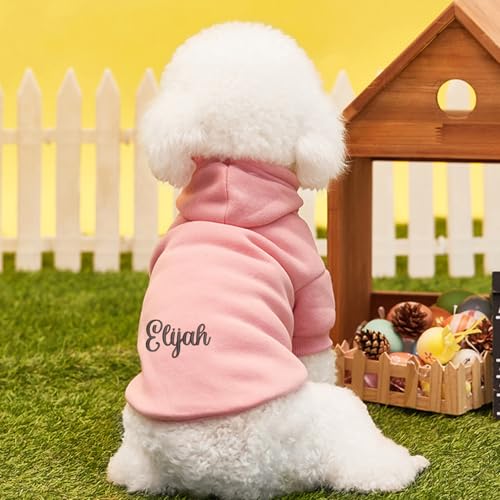 Keruidian Personalisierter Hunde Kapuzenpullover - Namens-Haustier-Kapuzenpullover - Personalisiertes Hunde-Sweatshirt - Welpenkleidung - Personalisierte Hundekleidung - Outdoor-Hundemantel (S) von Keruidian