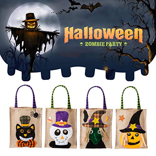 Kesote 4X Geschenktüten Halloween Partytüten Geschenktasche Süßigkeiten Beutel Süßes oder Saures Taschen Bag Kinder Party Dekoration, 18,5 x 15,5 cm von Kesote