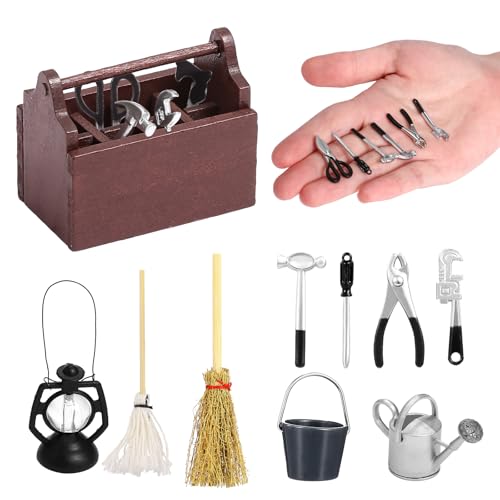 Kesote Wichtel Zubehör Weihnachten Wichtel Set Baustelle 14 PCS Wichtelzubehör 1/12 Puppenhaus Zubehör Miniatur Deko für Wichtelhaus Wichteltür Weihnachtswichtel Garten DIY von Kesote