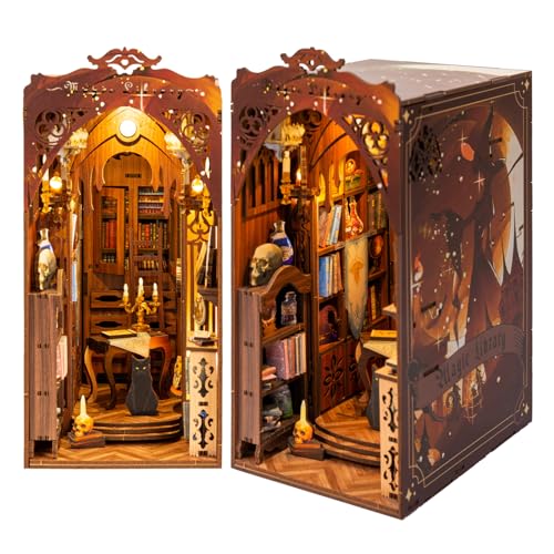 Ketilrub DIY Book Nook Puppenhaus, magische Bibliothek mit Möbeln und LED-Licht, 3D-Modellbau, Miniaturmodellbau, geeignet für Personen ab 14 Jahren von Ketilrub