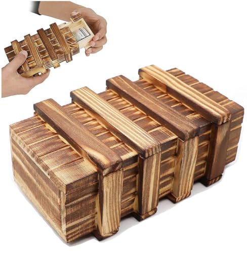 Geheime Puzzle-Box Aus Holz, 3D-rätselbox, geschenkbox 2 Großen Geheimfächern, Hölzerne Puzzle-Box Für Kinder Und Erwachsene von Keuyeo