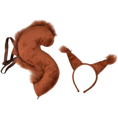 Keuyeo Tierisches Eichhörnchen-kostüm-set, Eichhörnchenohren, Stirnband Und Schwanz-set, Halloween-cosplay-zubehör, Kostümparty-zubehör von Keuyeo