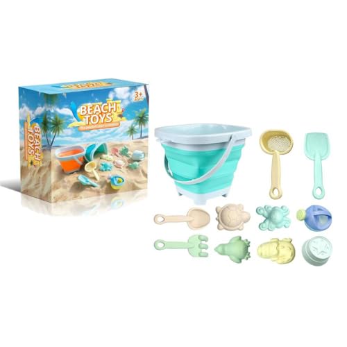 Kexpery 11-teiliges Sand- und Strandspielzeug-Set for Kinder mit faltbarem Eimer, Sand, Wasser, Outdoor-Spaß, Sommer-Partygeschenke, Kinder-Strandspielzeug, Schaufel, Rechen, Sprinkler for J von Kexpery