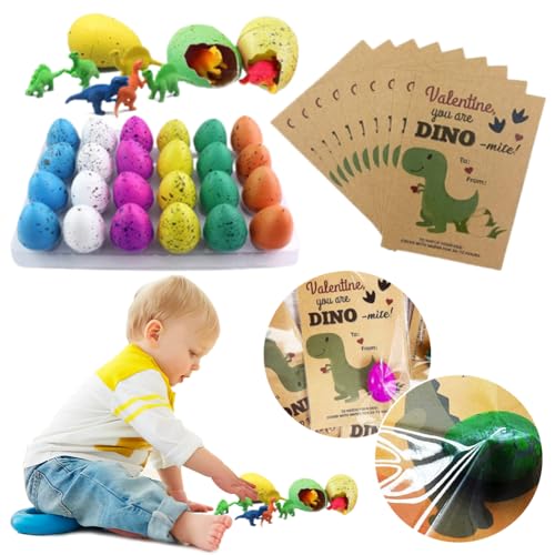 Kexpery 2024 Mini-Dinosaurier-Eier zum Ausbrüten mit Karte, niedliches Dinosaurier-Eier, Fantasie-Spielzeug, Dinosaurier-Eier zum Schlüpfen, Lernspielzeug für Kinder (12) von Kexpery