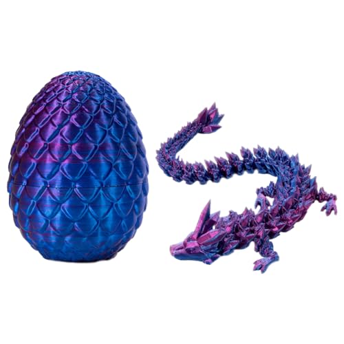 Kexpery 3D-Gedruckter beweglicher Drache, 8,7 Zoll großer beweglicher Drache mit einem Ei, Kristalldrache, Sammelfiguren, Chef-Schreibtischspielzeug (Laserviolett) von Kexpery