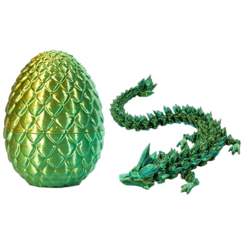 Kexpery 3D-Gedruckter beweglicher Drache, 8,7 Zoll großer beweglicher Drache mit einem Ei, Kristalldrache, Zappel-Sammelfiguren, Geschenk zum Geburtstag (Lasergelbgrün) von Kexpery