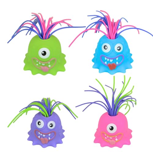 Kexpery Squeak Little Monsters Anti-Stress-Spielzeug, zum Ziehen, pädagogische Puppen, kreatives Puzzle, Spielzeug für Kinder (blau, rot, grün, violett) von Kexpery