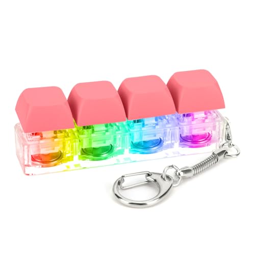 Kexpery Tastatur Schlüsselanhänger 4 Tasten Tastatur Dekompressionsspielzeug mit LED-Licht Tastatur Spielzeug DIY Knopf Stressabbau für Erwachsene zum Stressabbau Verbringen der Zeit (ro von Kexpery