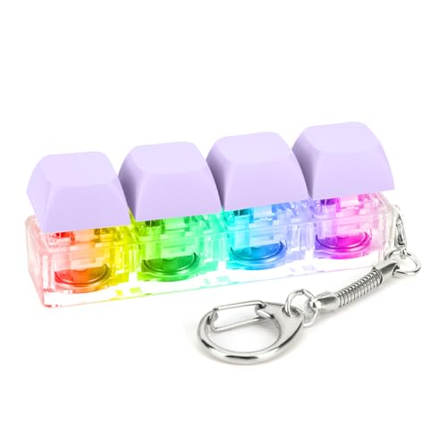 Kexpery Tastatur Schlüsselanhänger 4 Tasten Tastatur Dekompressionsspielzeug mit beleuchtetem Knopf LED Stressabbau DIY Tastatur Spielzeug für Erwachsene zur Linderung von Stress Verbringen Zeit (V von Kexpery