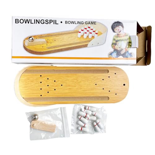 Kexpery Tisch-Mini-Bowlingspiel-Set mit 10 Pins, Holzbrett, Bowling-Spielzeug, pädagogisches Bowling-Set for Männer, Frauen, Teenager, Kinder von Kexpery