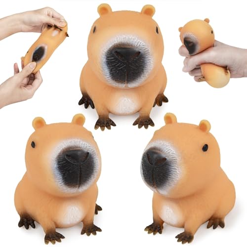 3 Stück Anti Stress Spielzeug, Neues Capybara Anti Stress Spielzeug, Lustig Squishy Squeeze Spielzeug, Squeeze Toy Squeeze Ball Squeeze Spielzeug Geschenke für Erwachsene und Kinder von Keysun