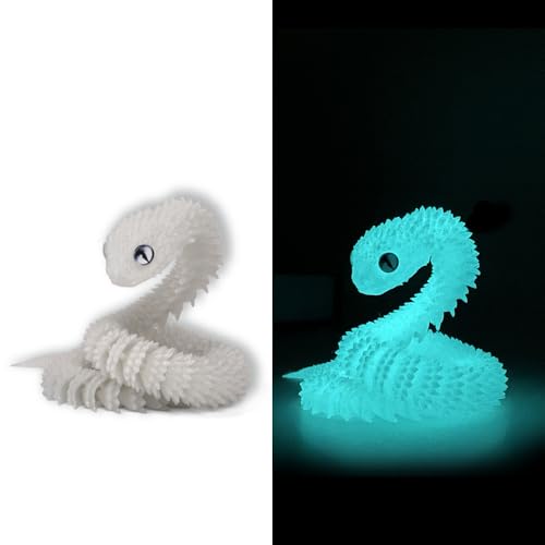 3D Gedruckte Tiere Set, Weihnachten Deko Flexible 3D Gedruckte Schlangen Spielzeug, Artikulierbare Fidget Toys, 3D Gedruckte Dekoration für Büro und Zuhause, Weihnachten Geschenke (Hellblau) von Keysun